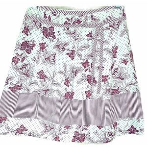 Ann Taylor Loft Red Floral Dot Stripe Flirty Skirt Cottagecore Grandmascore 6P